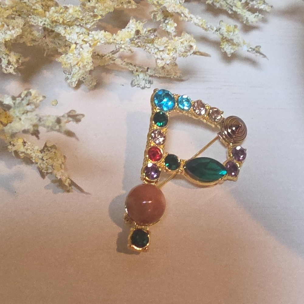 Letter P Initial Name letter Jeweled Multicolor Brooch Personalized Gift | NWOT
